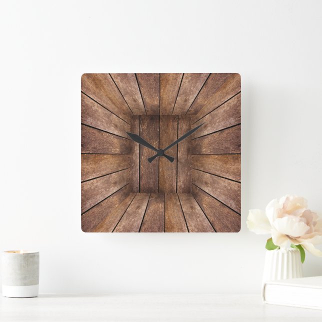 Abstract wooden cube square wall clock (Home)