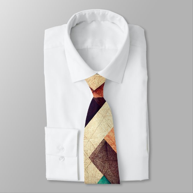 Abstract Wooden Weave Tie (Tied)