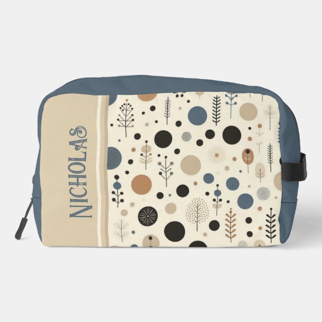Abstract Woodland Custom Name Dopp Kit (Back)