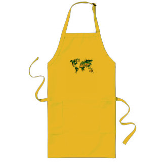 Abstract World Map Graphic Men's T-Shirt Long Apron
