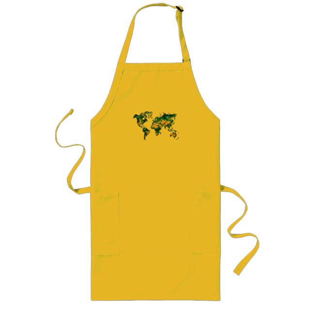 Abstract World Map Graphic Men's T-Shirt Long Apron (Front)