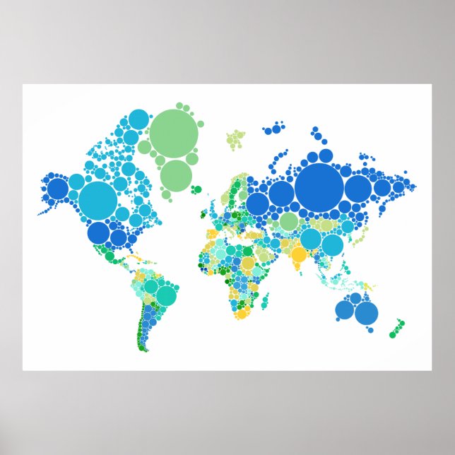 abstract world map with colourful dots poster (Front)