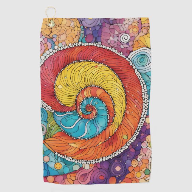 Abstract worm pattern, multicolor golf towel (Front)