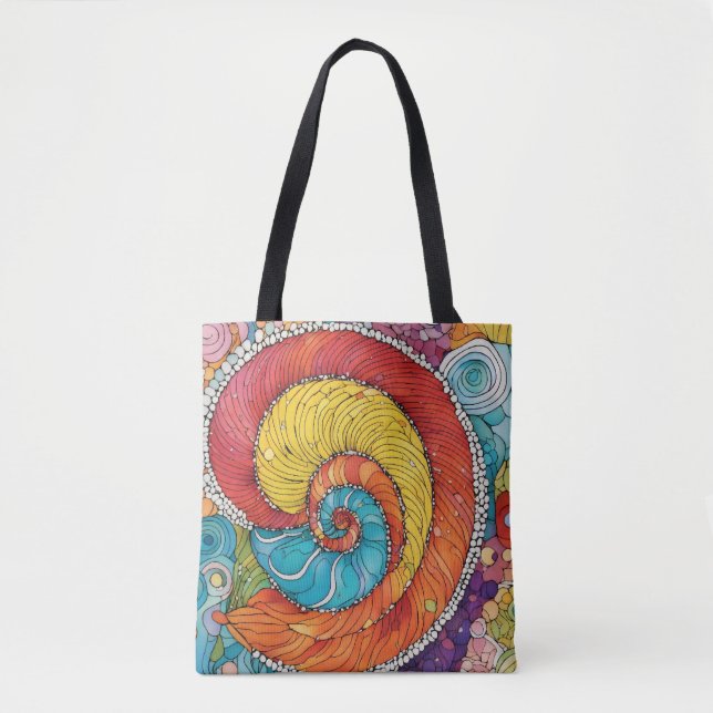 Abstract worm pattern, multicolor tote bag (Front)