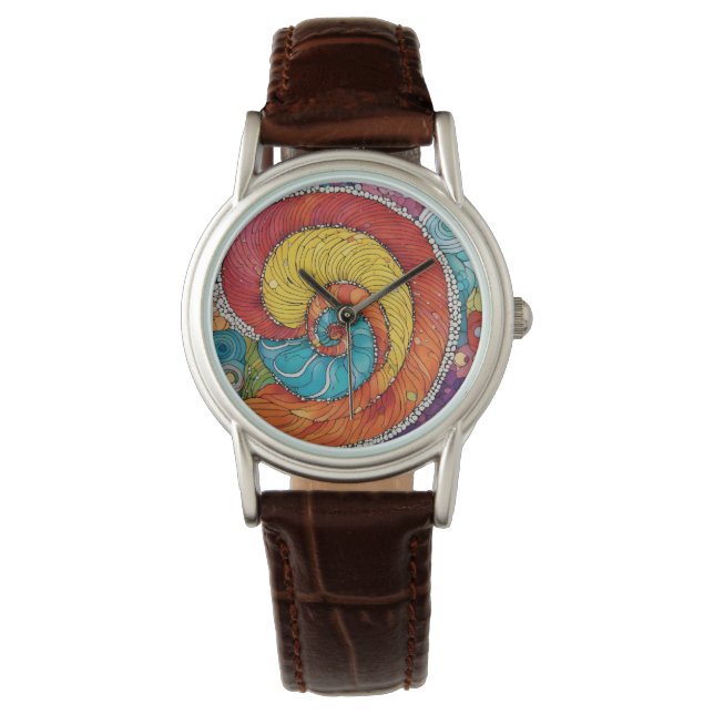 Abstract worm pattern, multicolor watch (Front)