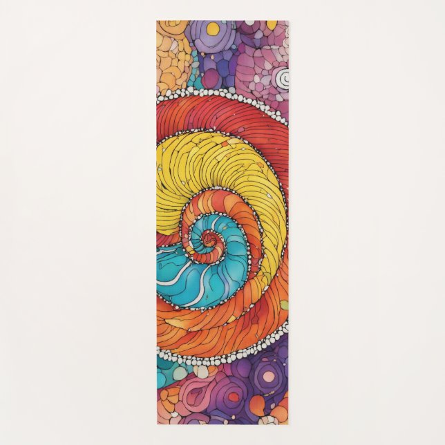 Abstract worm pattern, multicolor yoga mat (Front)