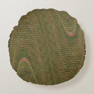 Abstract Woven Threads,Lt Green Round Throw Pillow