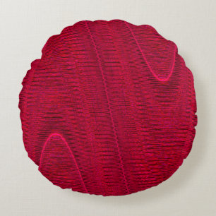 Abstract Woven Threads,Rasp.Red Round Throw Pillow