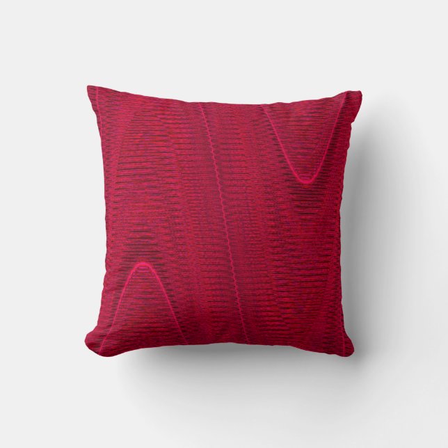 Abstract Woven Threads, Rasp.Red Sq Throw Pillow. Cushion (Front)