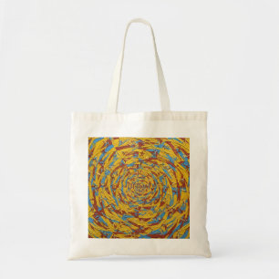 Abstract Yellow and Blue Running Figures Art Tote Bag