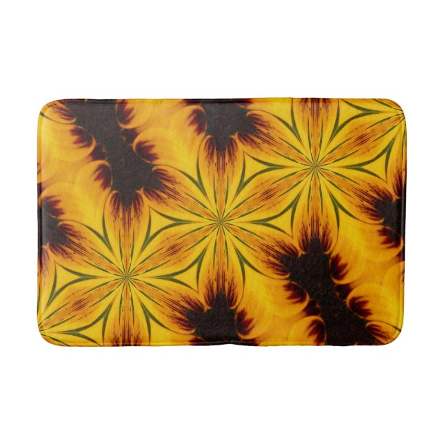 Abstract Yellow And Brown Kaleidoscope Art   Bath Mat (Front)