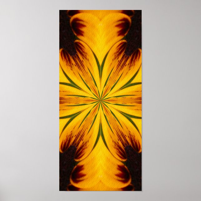 Abstract Yellow And Brown Kaleidoscope Art Poster (Front)