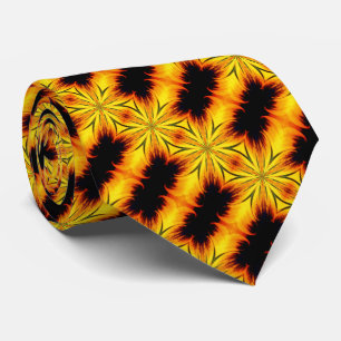 Abstract Yellow And Brown Kaleidoscope Art     Tie