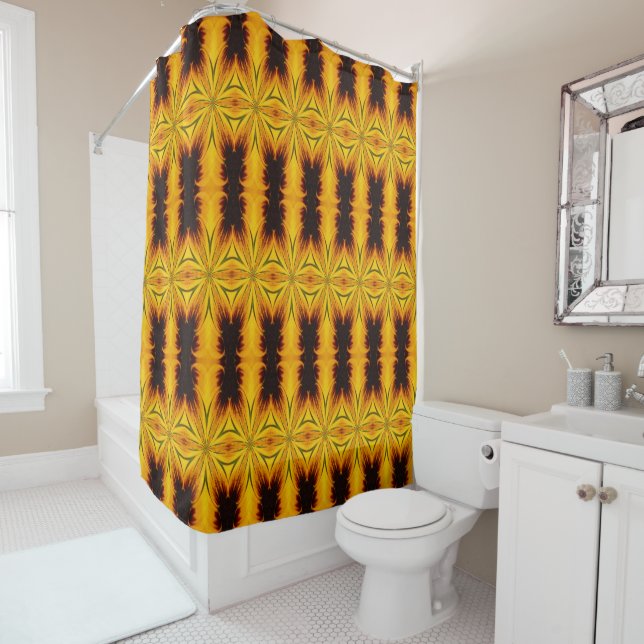 Abstract Yellow And Brown Pattern  Shower Curtain (In Situ)
