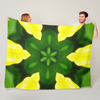 ABSTRACT YELLOW AND GREEN DRAWING. SAMER BRASIL. 3 FLEECE BLANKET