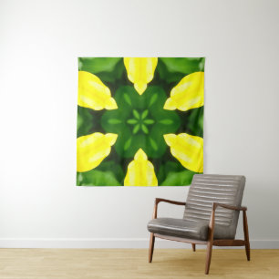 ABSTRACT YELLOW AND GREEN DRAWING. SAMER BRASIL. 3 TAPESTRY