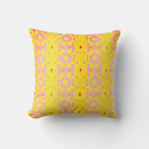 Abstract Yellow and Pink Pattern with Geometry Cushion