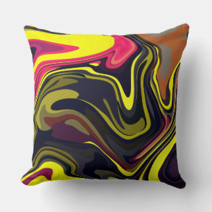Abstract Yellow and Pink Swirl Art Cushion