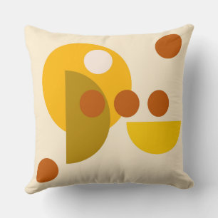 Abstract yellow beige brown circles dots cushion