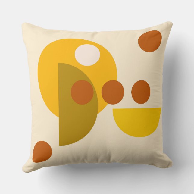 Abstract yellow beige brown circles dots  cushion (Back)