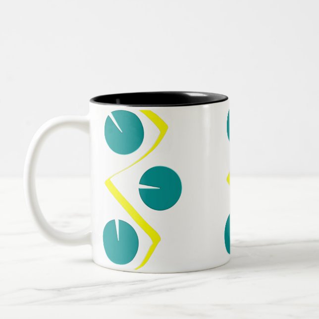 Abstract Yellow Blue 2 Two-Tone Coffee Mug (Left)
