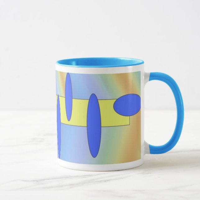 abstract yellow blue mug (Right)
