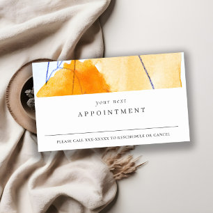 Abstract Yellow Blue Watercolor Art Appointment Business Card