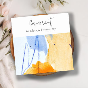 Abstract Yellow Blue Watercolor Art Earring Holder Square Business Card