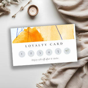 Abstract Yellow Blue Watercolor Art Loyalty Card 