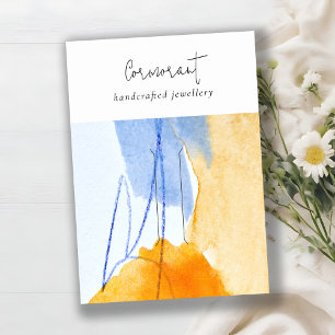 Abstract Yellow Blue Watercolor Hairpin Display Business Card