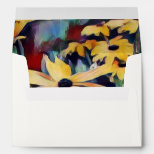 Abstract Yellow Daisy Flowers Floral Wedding Envelope