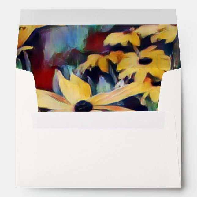Abstract Yellow Daisy Flowers Floral Wedding Envelope (Back (Bottom))