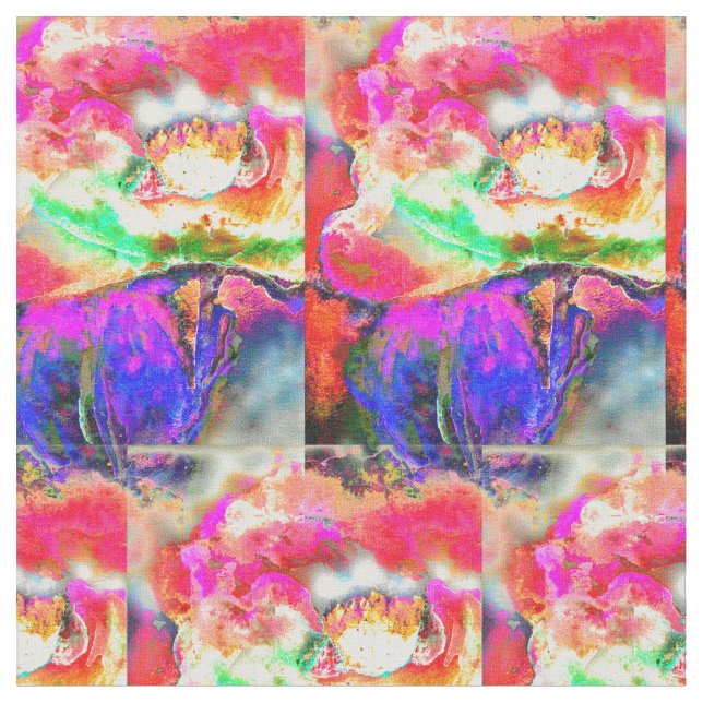 Abstract yellow floral Yellow Poppy Fabric (Close Up)