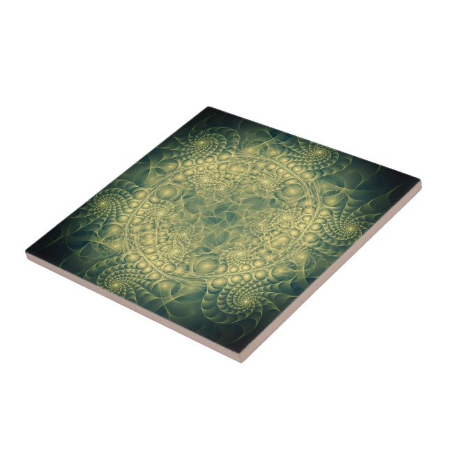 Abstract Yellow Green Fractal - Unique Tile (Side)