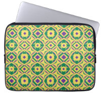 Abstract Yellow Green Purple Pattern with Diamonds