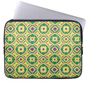 Abstract Yellow Green Purple Pattern with Diamonds Laptop Sleeve