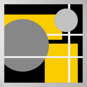 Abstract Yellow Grey Black White AP0001 Poster