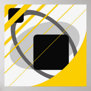 Abstract Yellow Grey Off-White Black AP0002 Poster