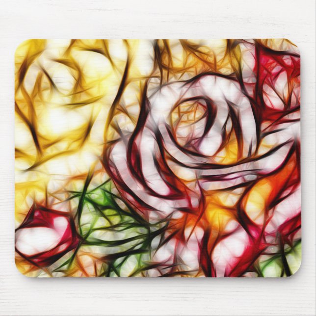 Abstract Yellow Light Rose Artistic Floral Glow Mouse Pad (Front)