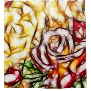 Abstract Yellow Light Rose Artistic Floral Glow Shower Curtain
