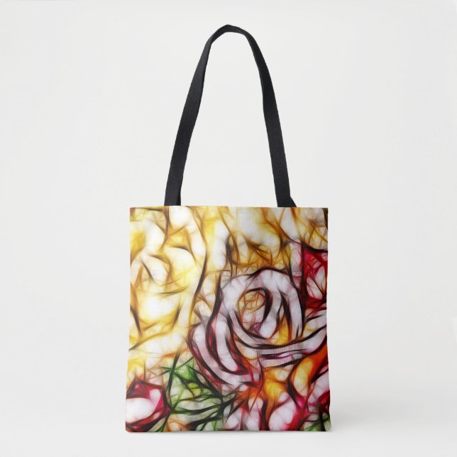 Abstract Yellow Light Rose Artistic Floral Glow Tote Bag (Front)