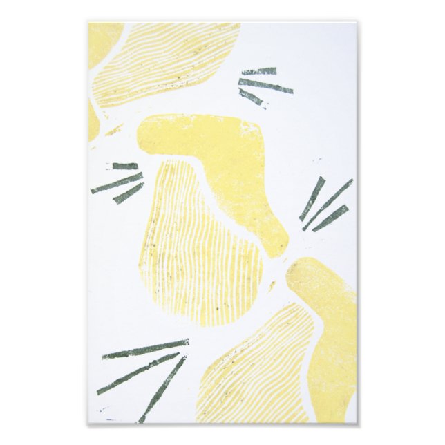 Abstract Yellow Linocut Block Photo Print (Front)