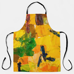 Abstract yellow oil painting on canvas. apron