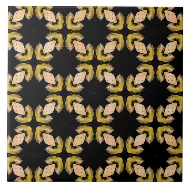 Abstract Yellow, Orange, and Black Pattern Tile (Front)