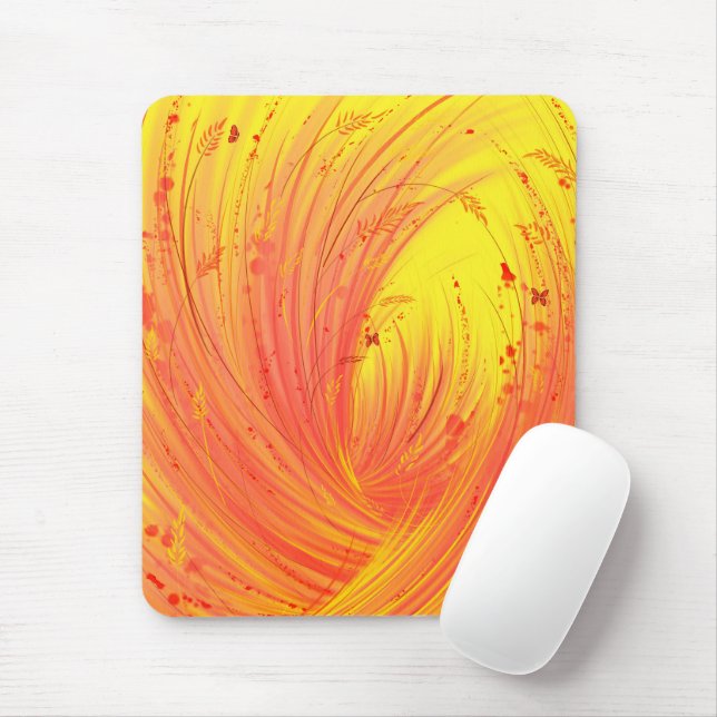 Abstract yellow orange Enchanted Garden  Mouse Pad (With Mouse)