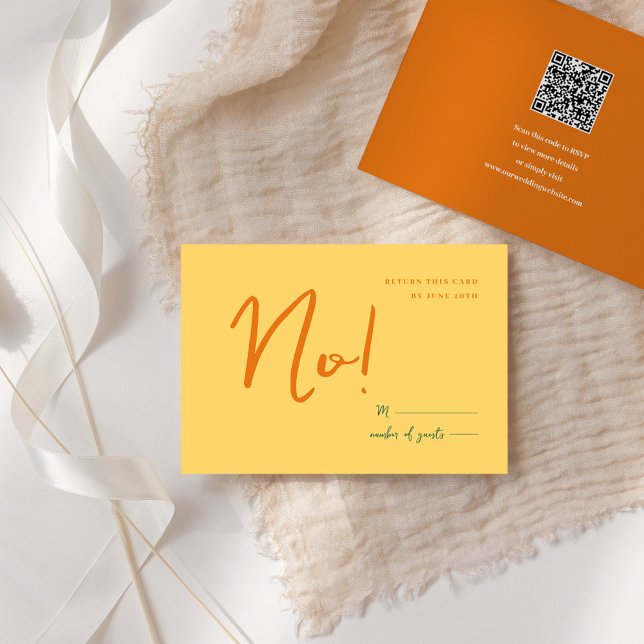 Abstract yellow orange fun colours wedding  RSVP card (Abstract yellow orange fun colors wedding RSVP card)
