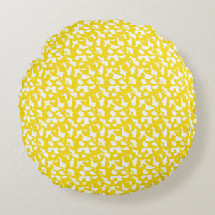 Abstract Yellow Pattern Art Design Cotton Round Cushion