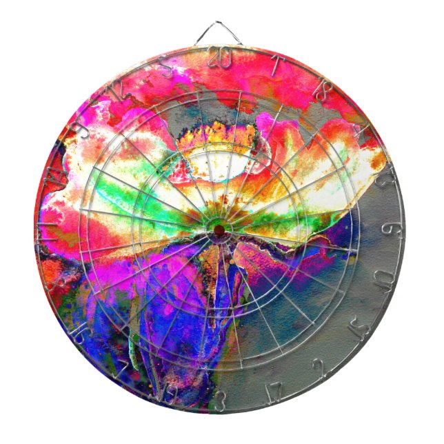 Abstract yellow pink watercolor floral painting  dartboard (Front)