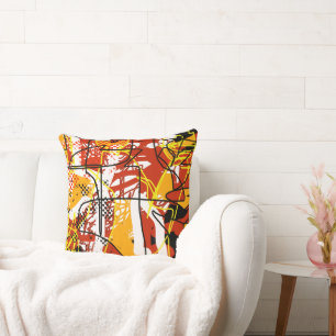 Abstract Yellow Red Art Cushion