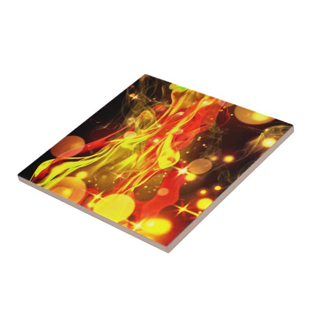 Abstract Yellow Red Fantasy - Beautiful Tile (Side)
